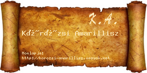 Körözsi Amarillisz névjegykártya